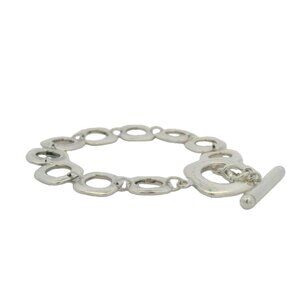 Tiffany & Co 925 Sterling Silver Open Square Cushion Link Toggle Bracelet 7.5"